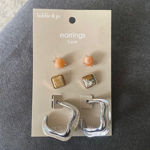 SOLD Hildie & Jo Natural Down to Earth Earring Set. Non precious stone posts.